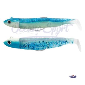 FIIISH BLACK MINNOW 90 N2 - DOUBLE COMBO OFFSHORE 10GR- BLUE GLOW - SHINY BLUE